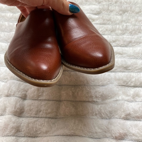 Brown Faux Leather Low Heel Mules | Western Style Slip-On Booties | Sz 7 - Picture 6 of 8